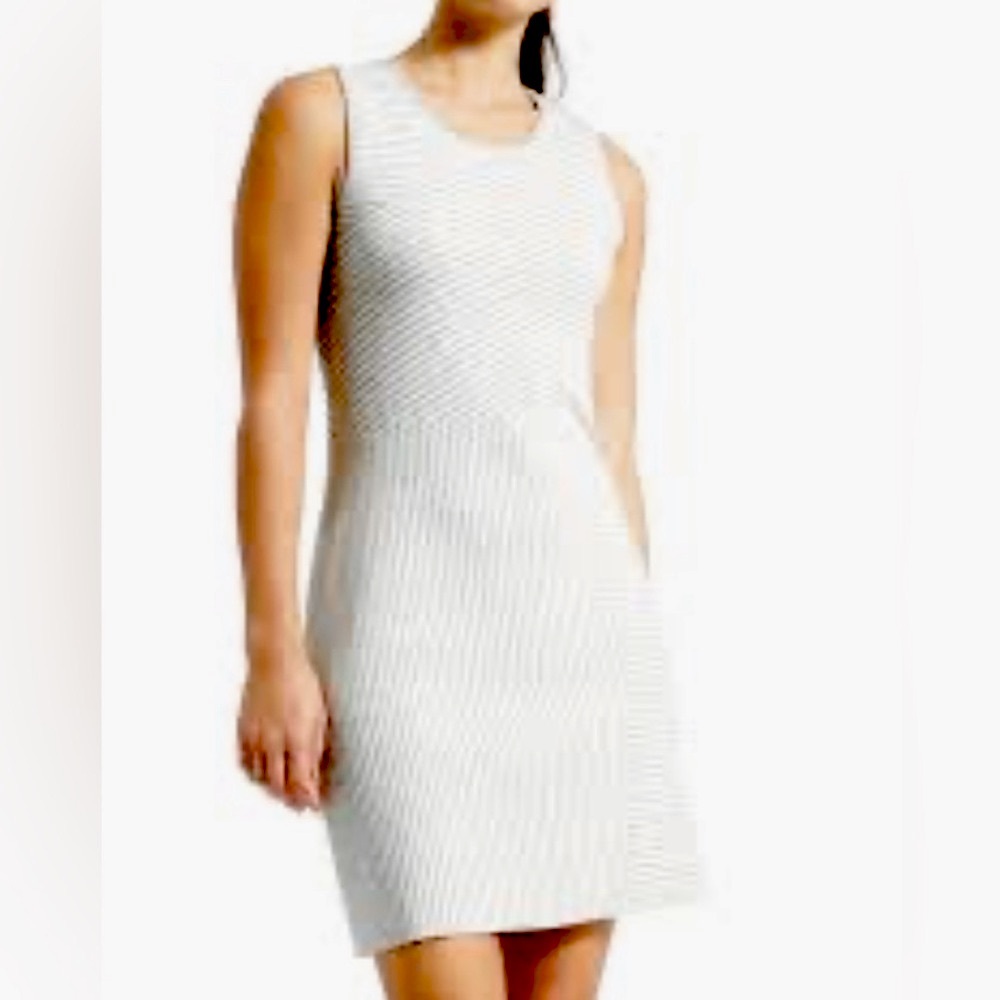 Athleta Sweater Dress in gray stripes